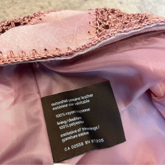 Danier pink suede leather crochet knit patchwork skirt Sz 12 - Picture 7 of 12